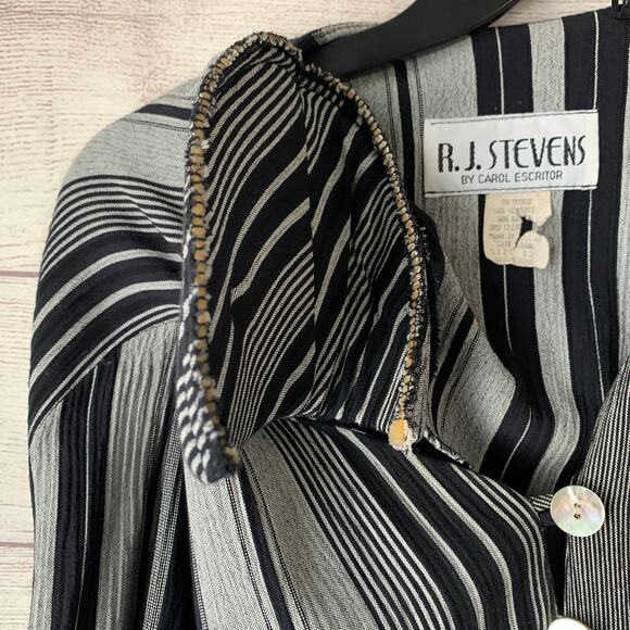 Vintage R.J. Stevens by Carol Escritor Romper Navy and Gray Stripes Size 12 - Picture 12 of 16